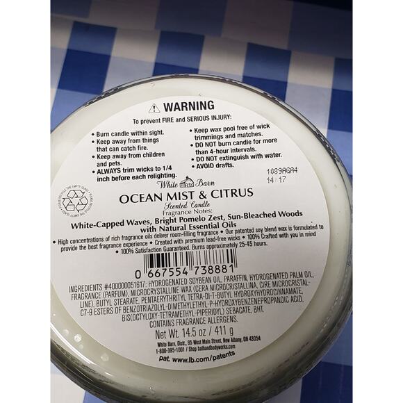 BBW Ocean Mist & Citrus Large 3 Wick Candle Home Fragrance Decor - Picture 2 of 2